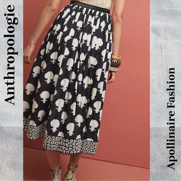 ANTHROPOLOGIE BY PAYAL JAIN EMBLEMATIC MIDI SKIRT BLACK MOTIF SIZE 6 NEW - Picture 3 of 8